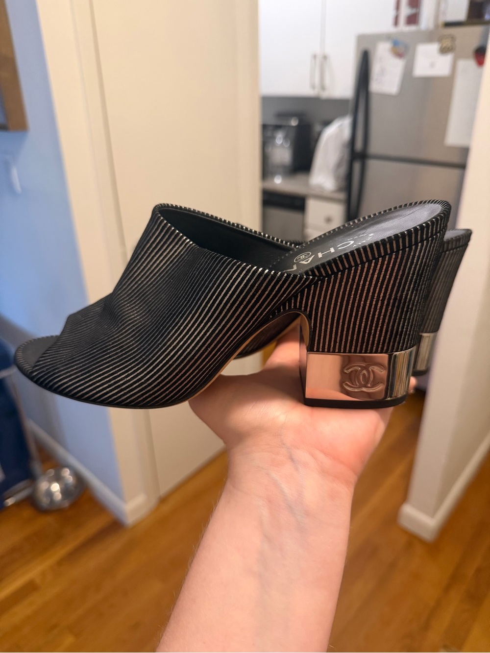 Amazing condition Chanel pinstripe mule